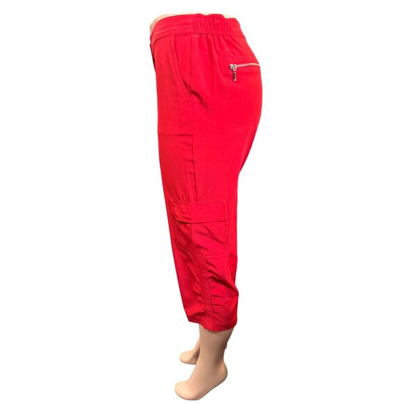 Chicos Zenergy Red Luxury Soft Stretch Capris Zipper Cargo Pockets Size 0 - Picture 5 of 11
